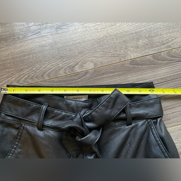 Babaton Black Belted Vegan Faux Leather High Rise Trouser Pant - Picture 15 of 15